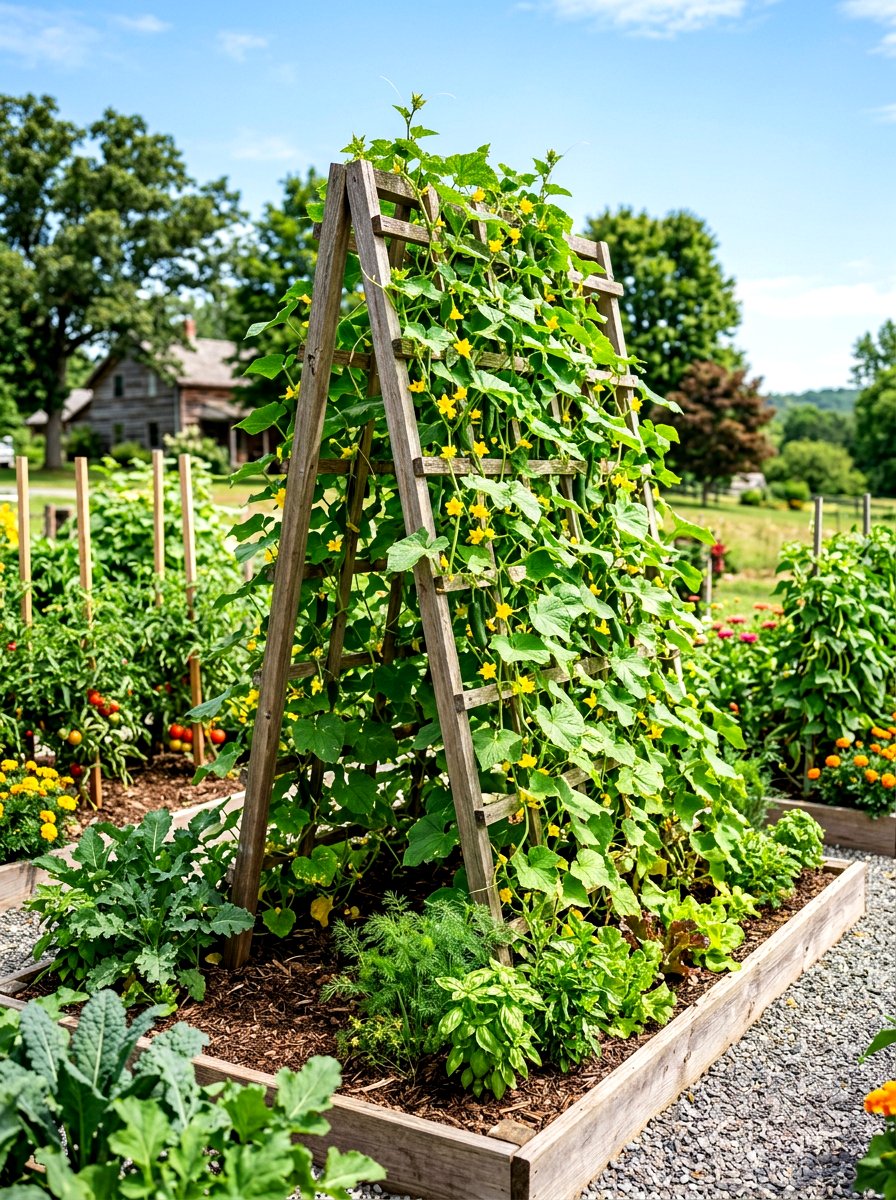 A Frame Trellis - 30 vertical vegetable garden ideas