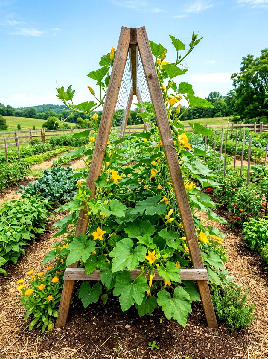 A Frame Vegetable Trellis - 30 garden trellis ideas