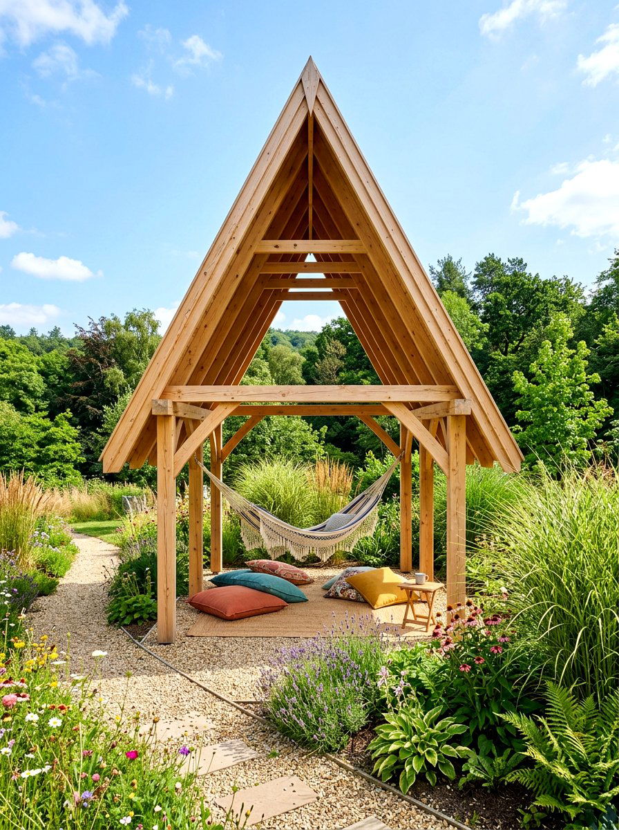 A Frame Wood Structure - 30 wood patio cover ideas