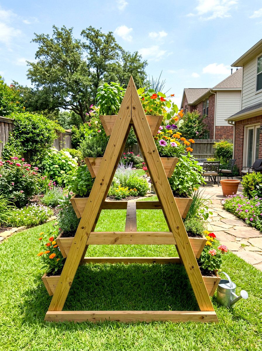 A Frame Wood Vertical Planter Box - 30 vertical planter box ideas