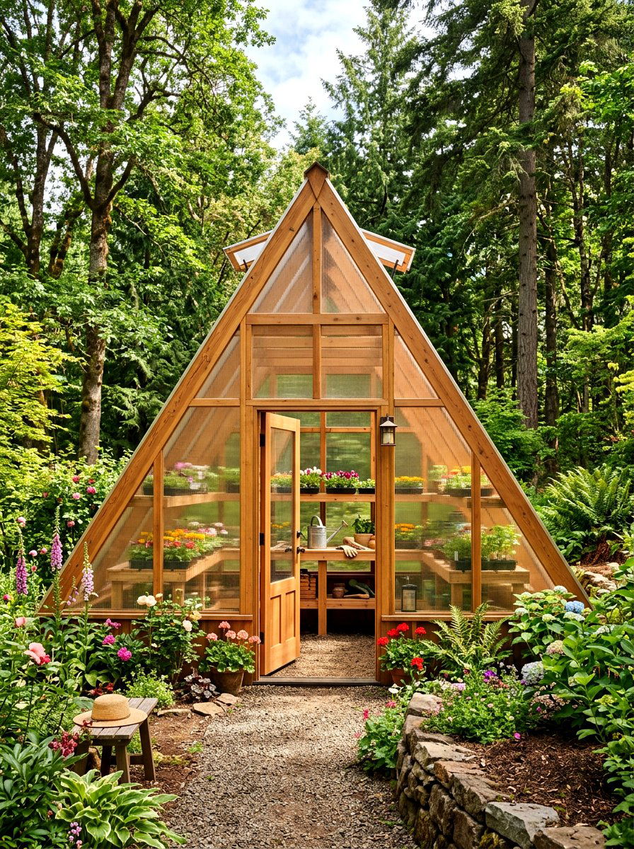 A frame greenhouse - 30 backyard greenhouse ideas