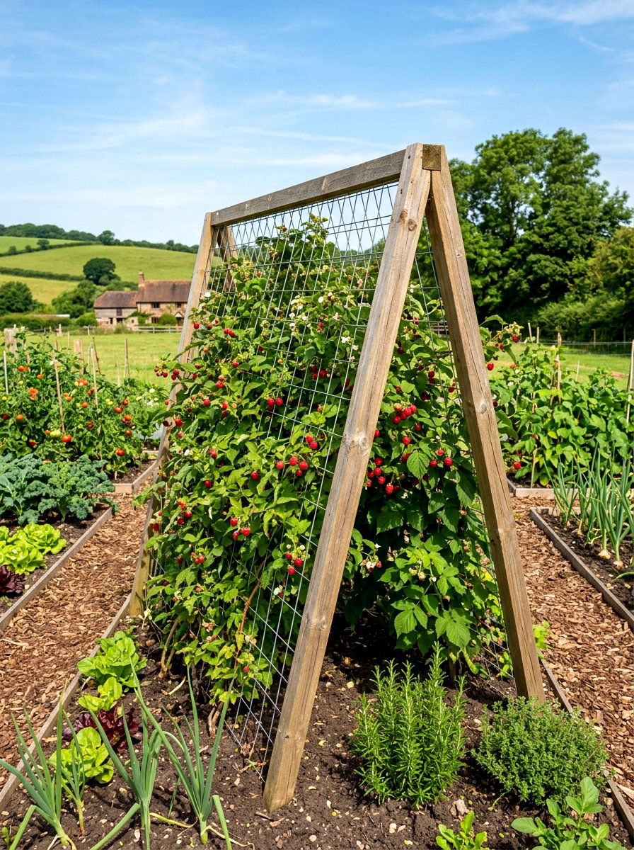 A frame raspberry trellis - 30 raspberry trellis ideas
