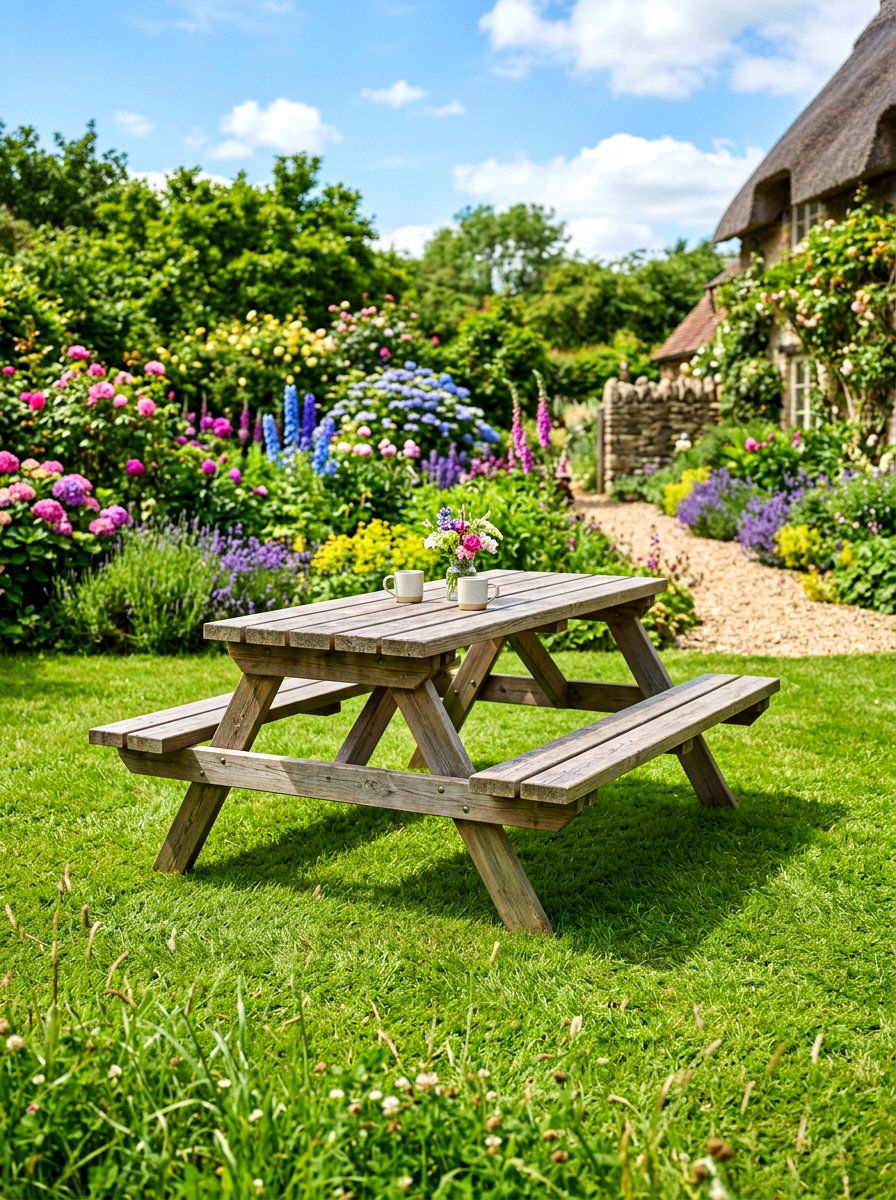 A frame wood picnic table - 30 backyard picnic table ideas