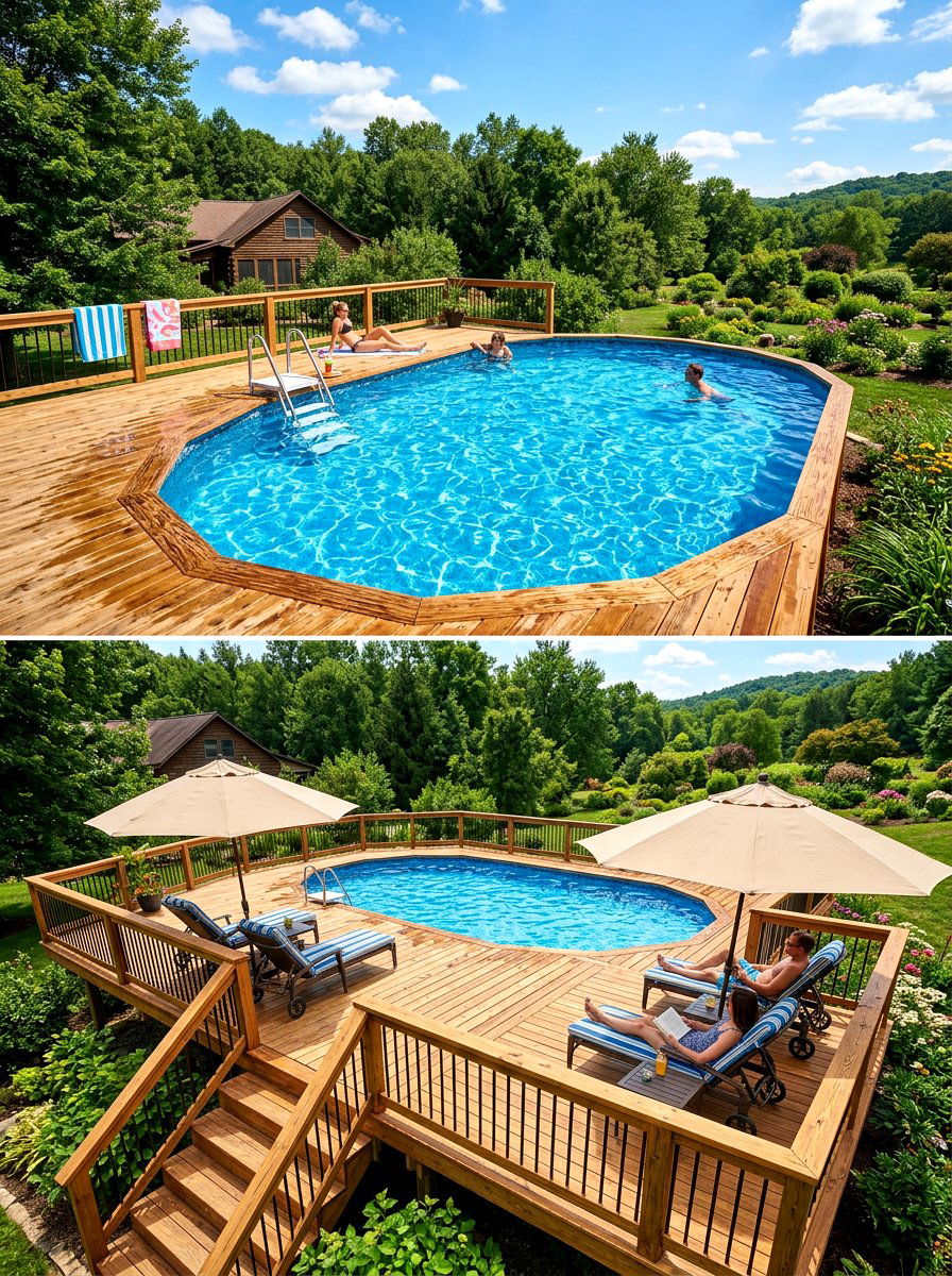 Above Ground Pool Deck - 30 two level deck ideas