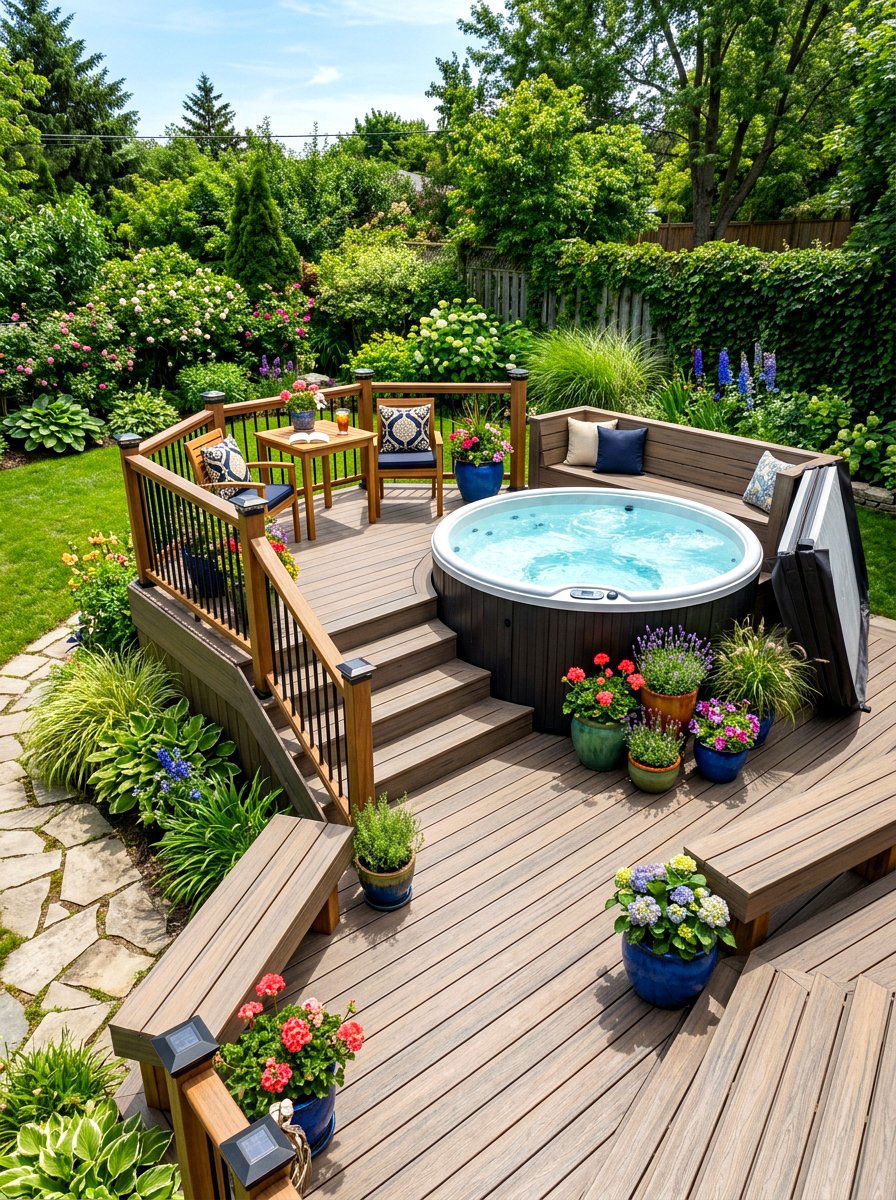 Above Ground Spa Deck - 30 spa backyard ideas