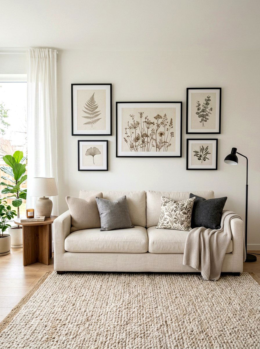 Above Sofa Salon Wall - 30 mini salon wall apartment ideas