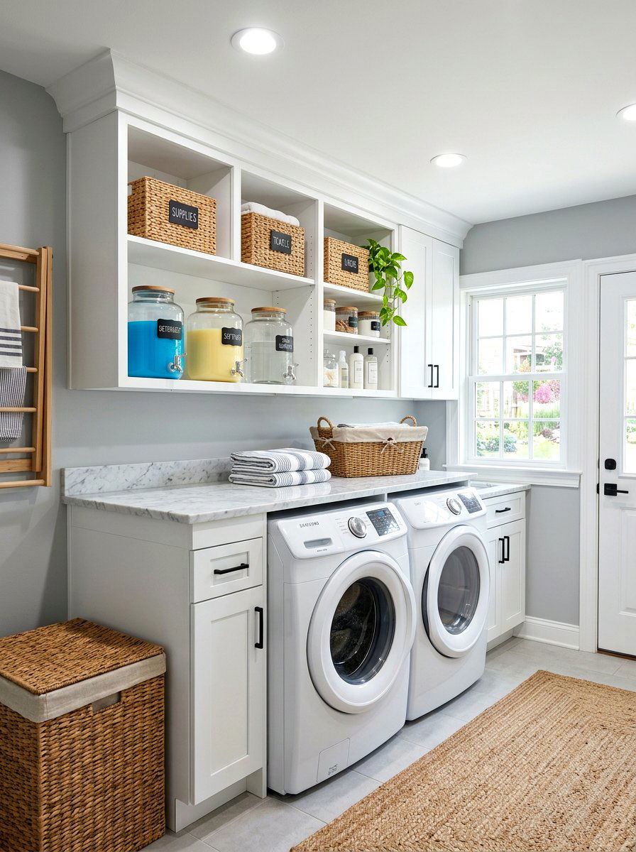 Above Washer Dryer Storage - 30 detergent shelf ideas