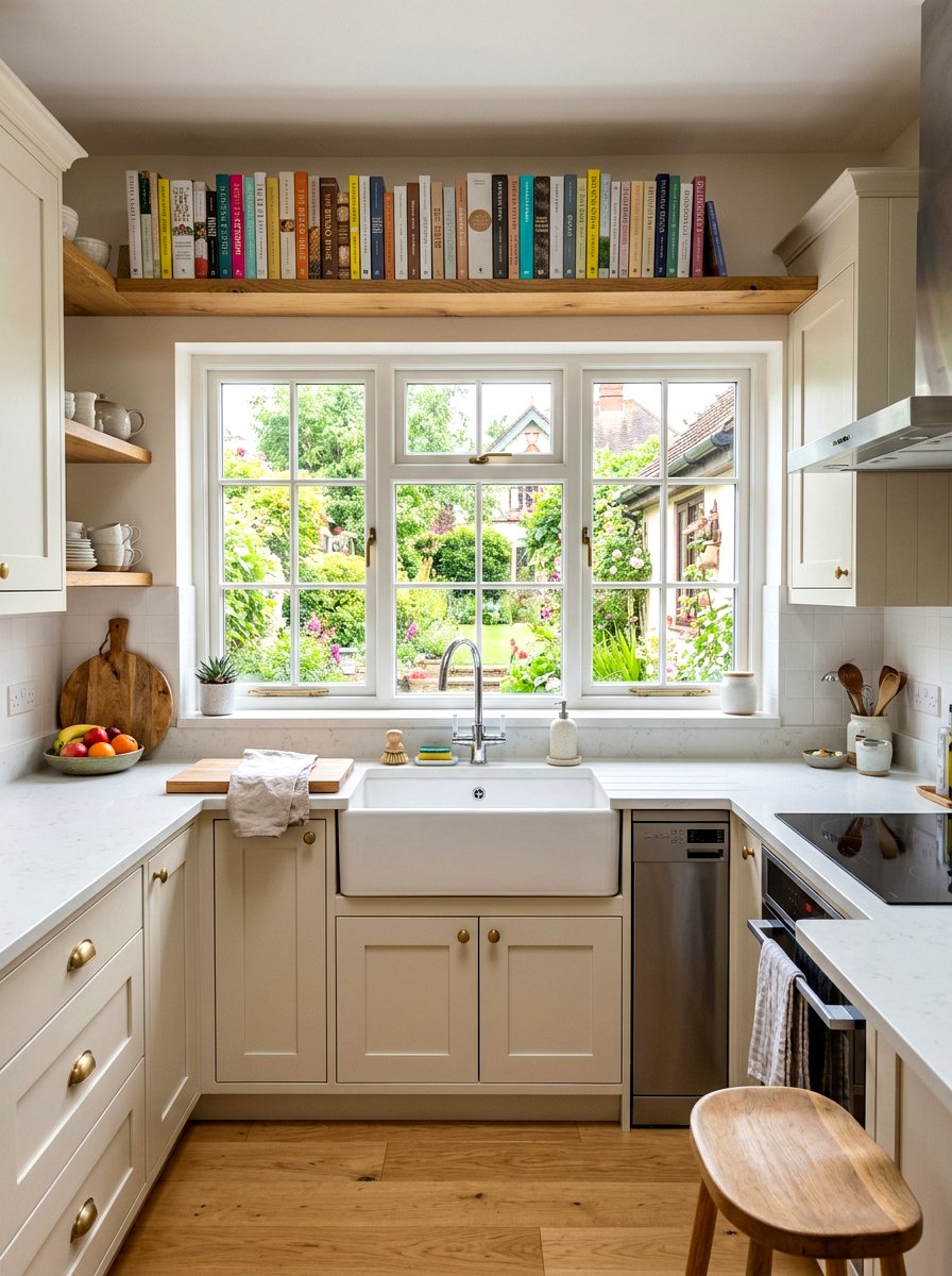 Above Window Shelf - 30 kitchen cookbook storage ideas