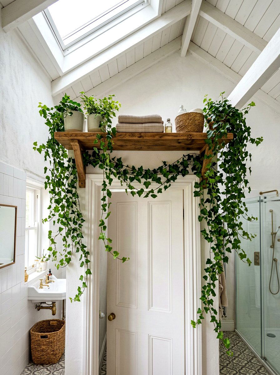 Above door bathroom shelf - 30 bathroom plant shelf ideas