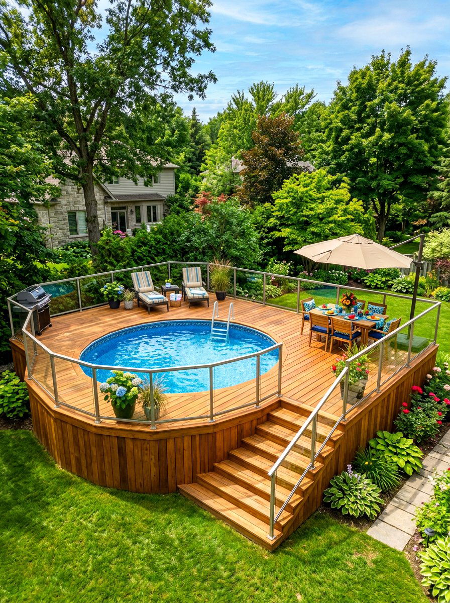 Above ground pool deck - 30 backyard oasis pool ideas