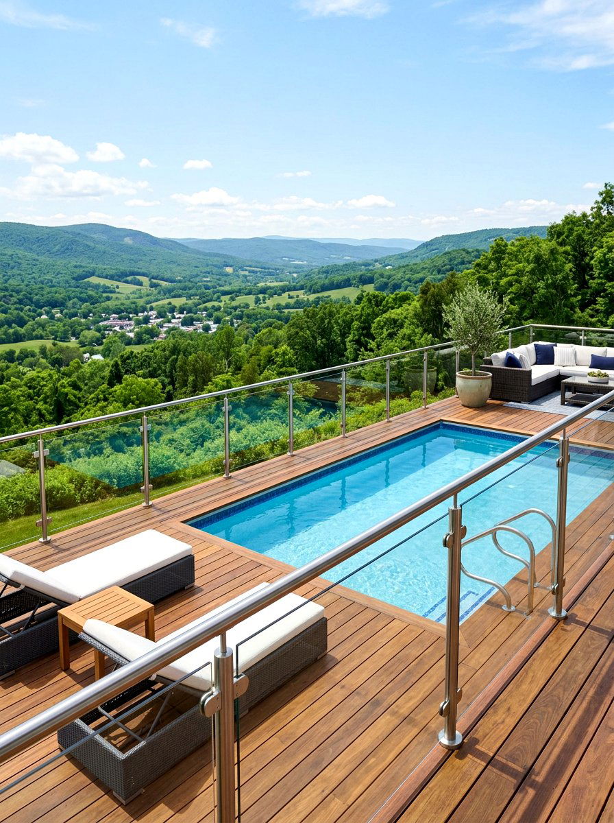 Above ground pool glass railing - 30 above ground pool ideas