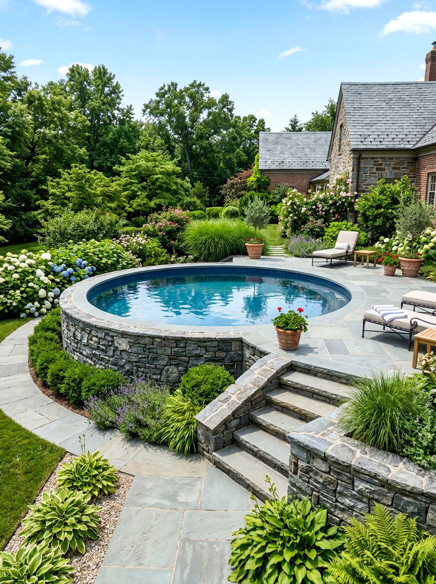 Above ground pool stone surround - 30 budget pool ideas