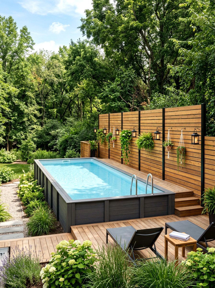 Above ground pool with privacy screen - 30 budget pool ideas