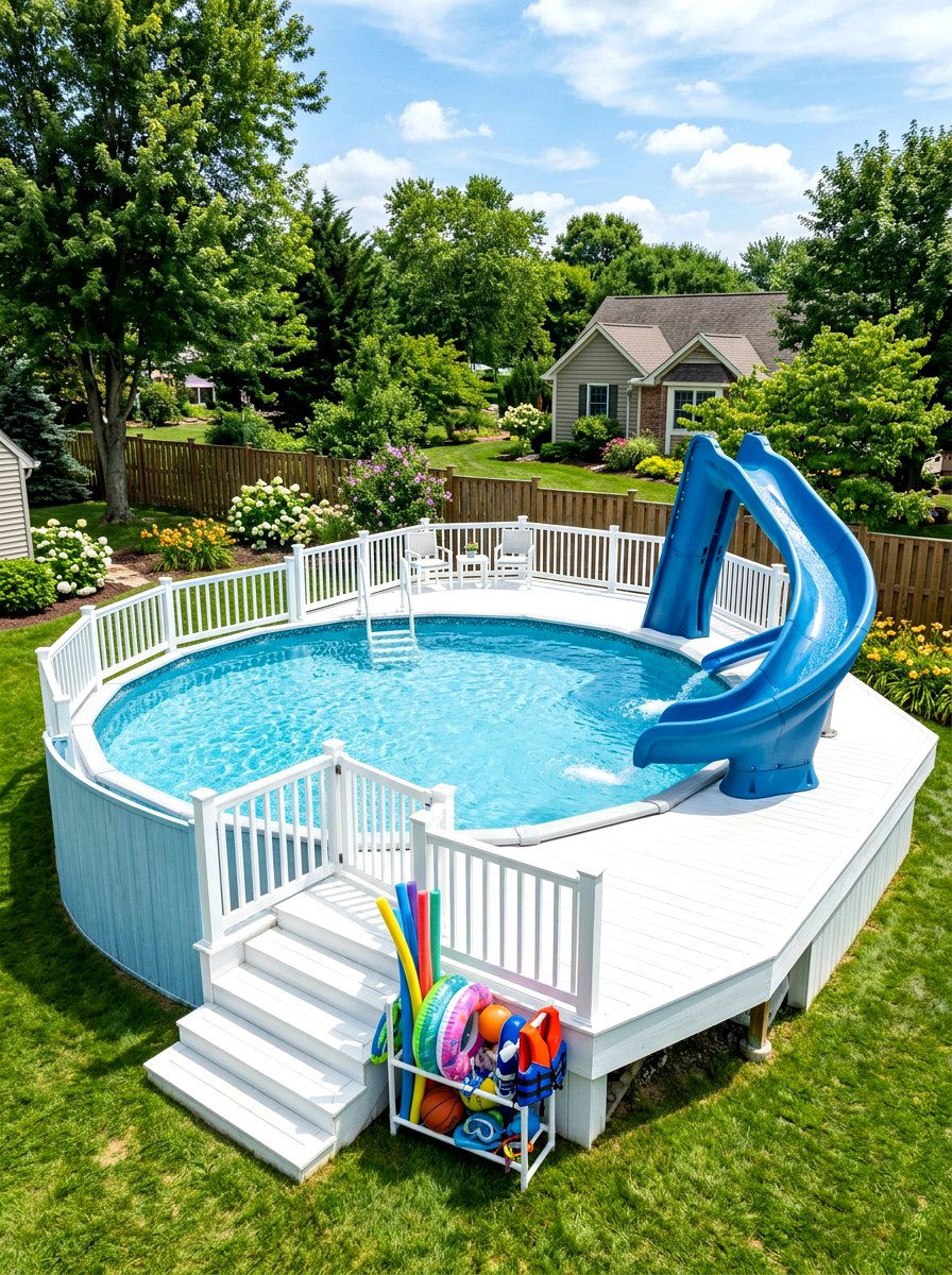 Above ground pool with slide - 30 above ground pool ideas