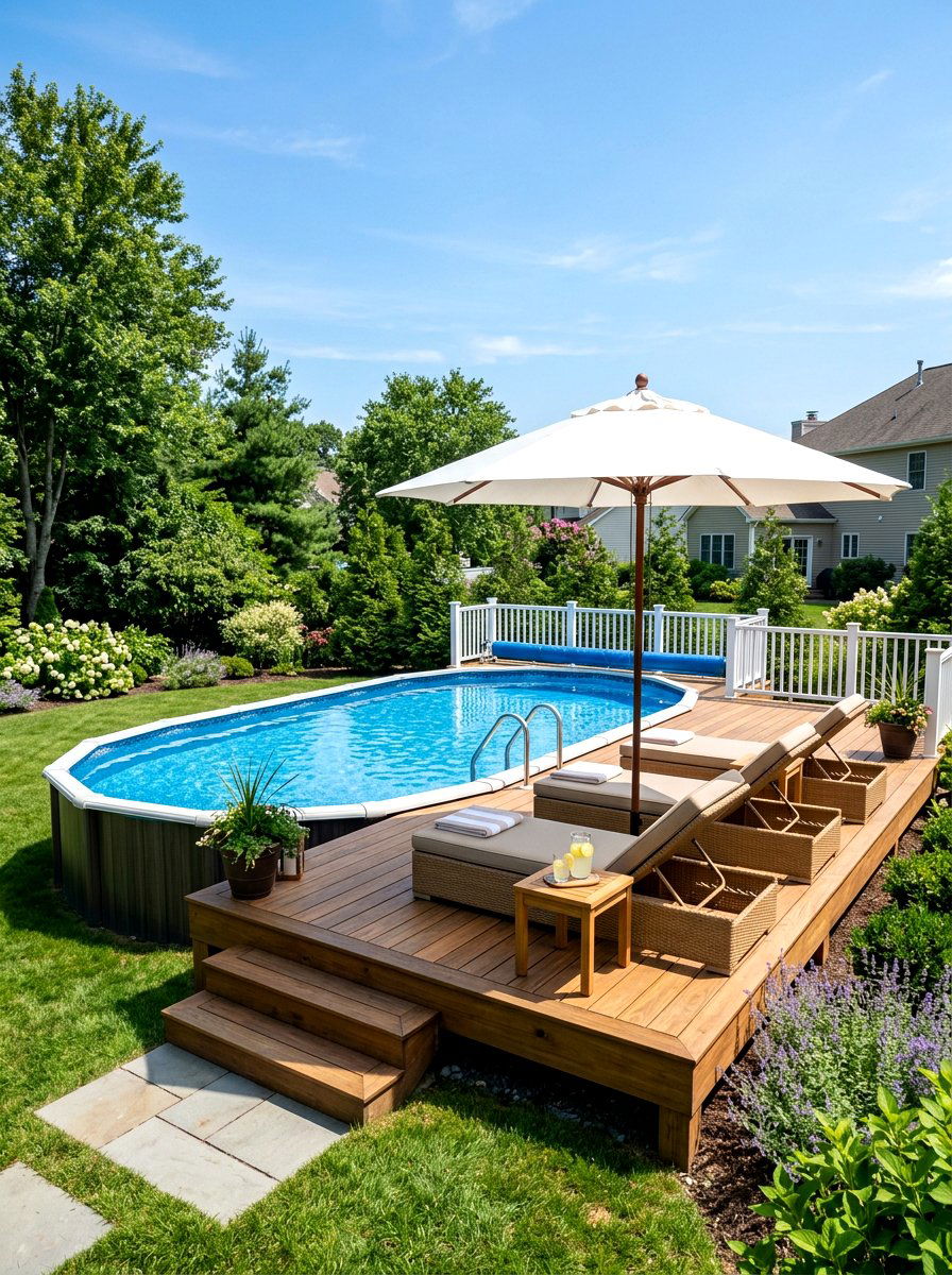 Above ground pool with sun deck - 30 above ground pool ideas