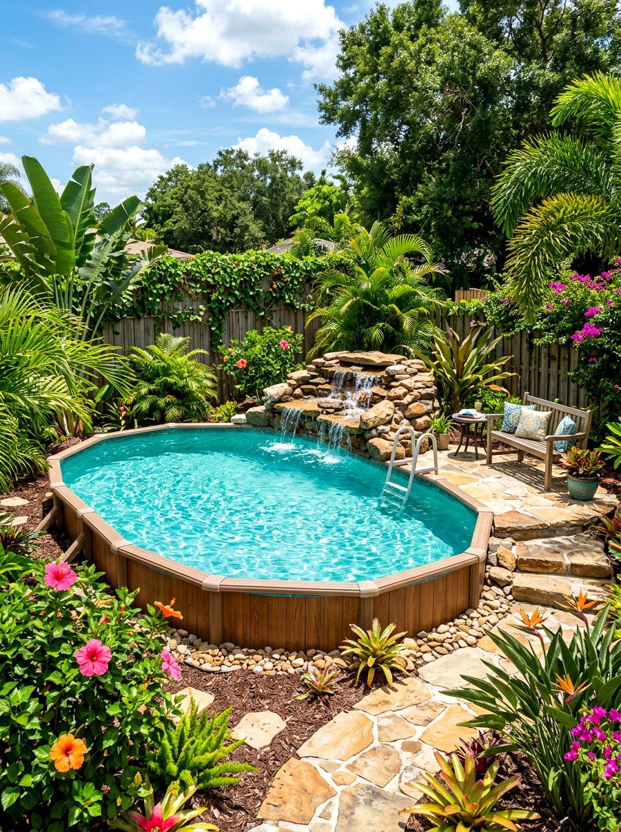 Above ground pool with waterfall - 30 above ground pool ideas