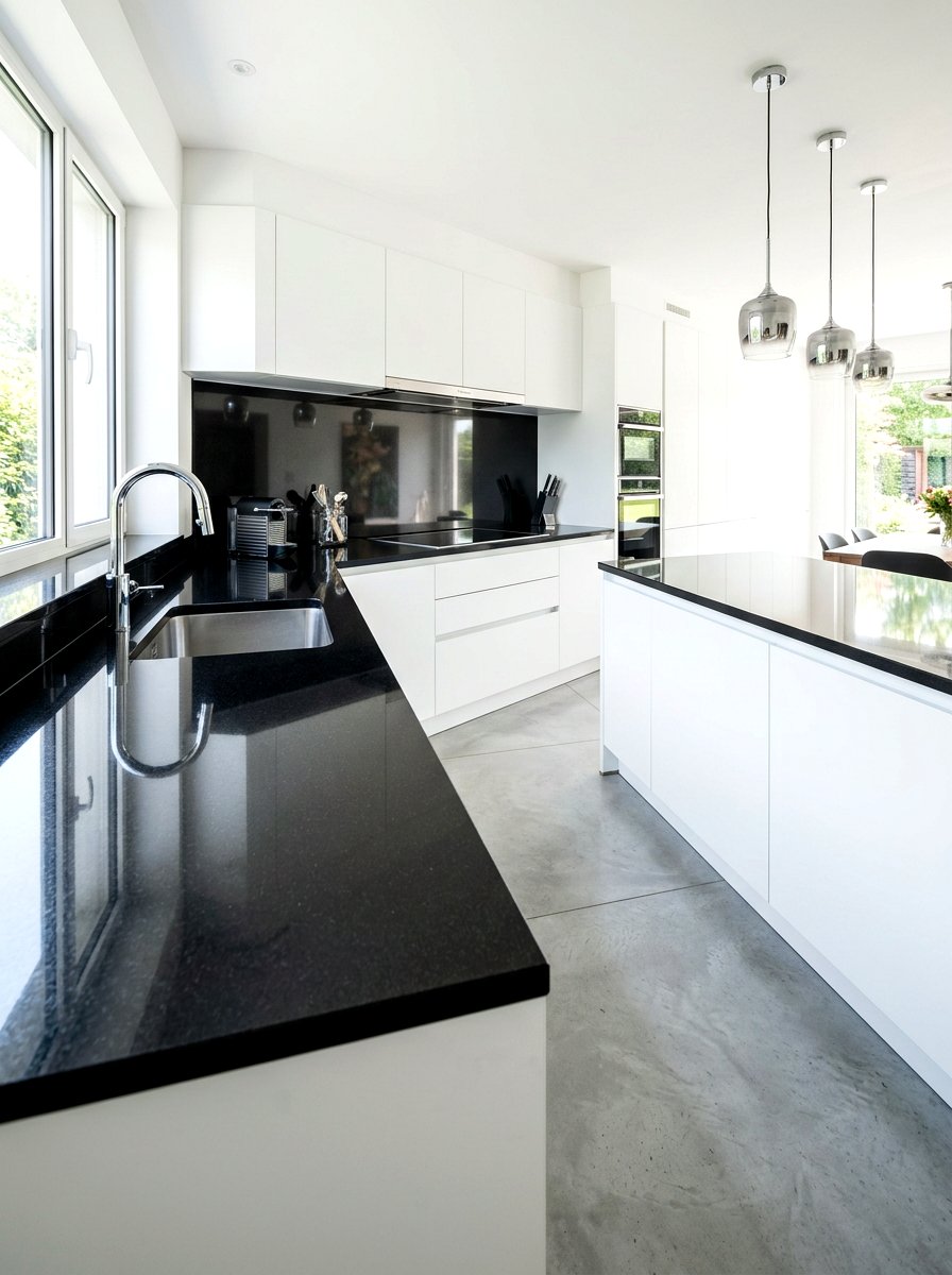 Absolute Black Granite - 30 granite kitchen ideas