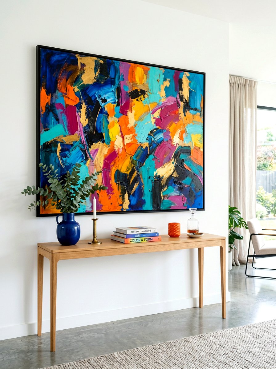 Abstract Art Above Console - 30 console table decor ideas