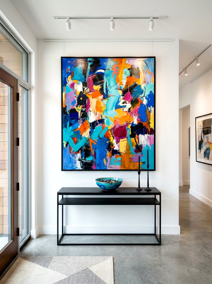 Abstract Art Entryway Gallery - 30 console table entry ideas