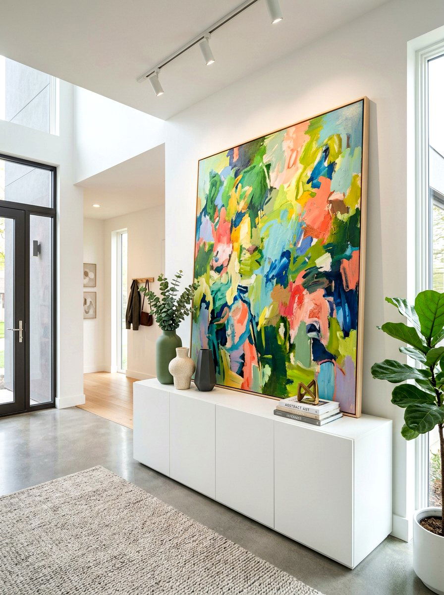 Abstract Art Entryway - 30 spring entry table ideas