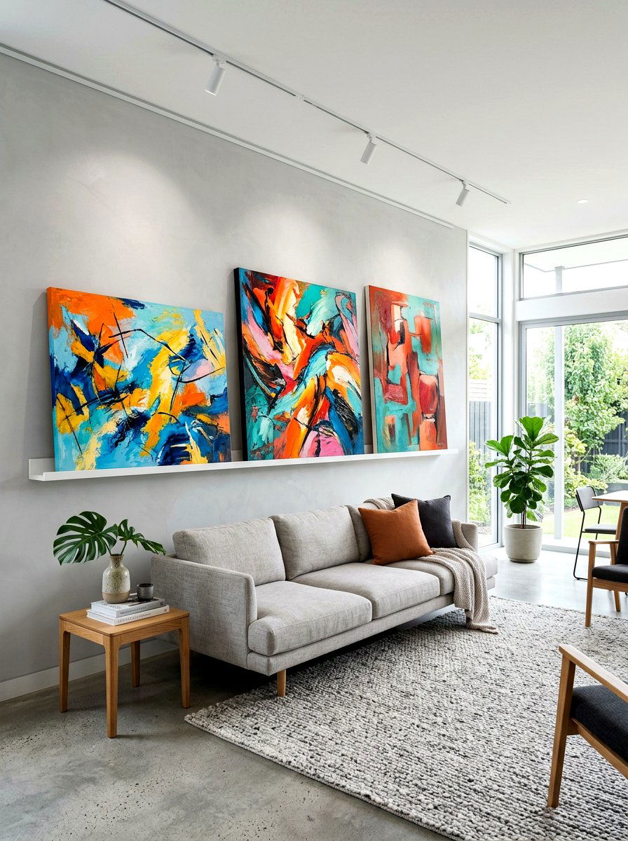 Abstract Art Ledge - 30 gallery ledge wall ideas