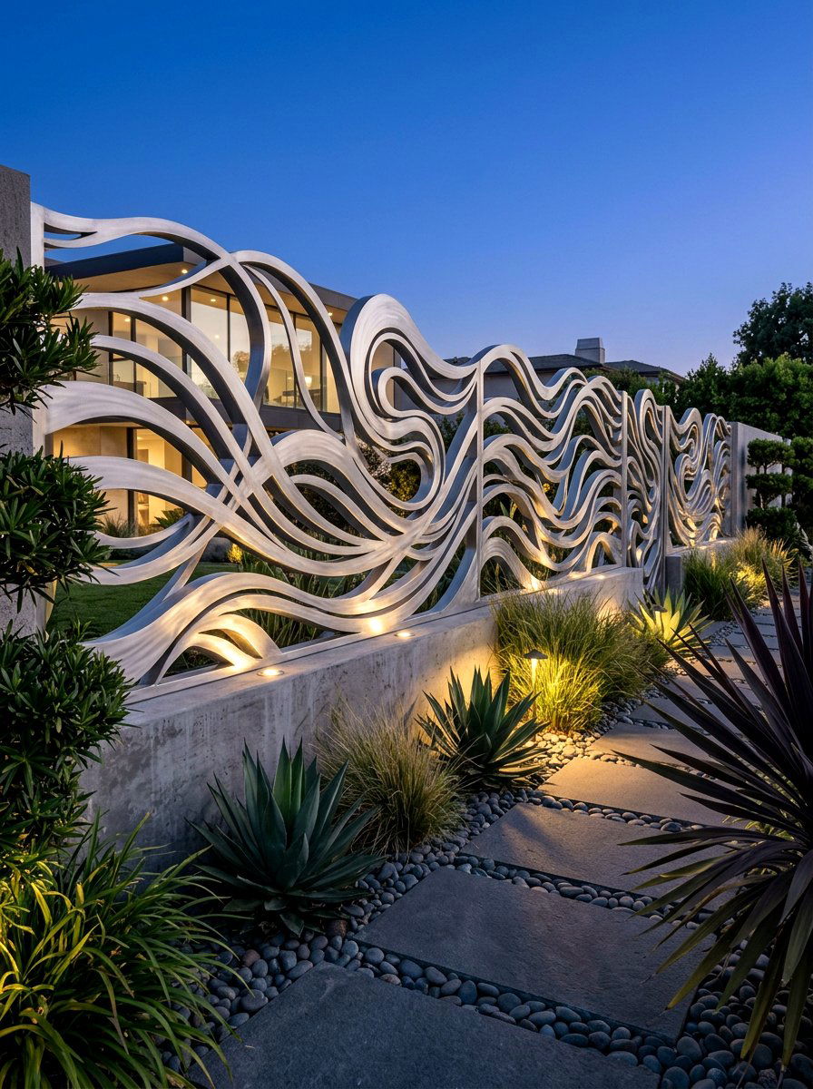 Abstract Art Metal Fence - 30 metal fence ideas