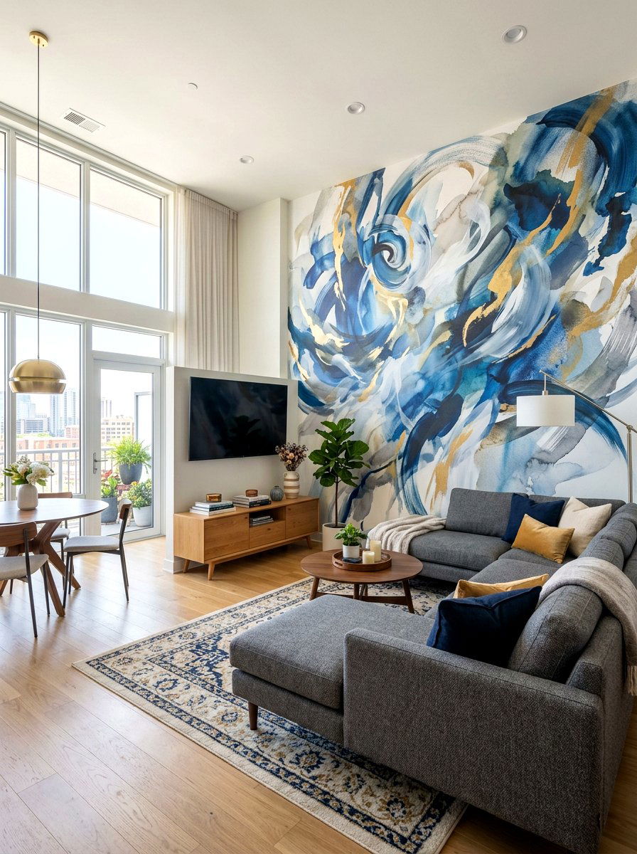 Abstract Art Mural Wallpaper - 30 renter friendly wallpaper ideas aesthetic