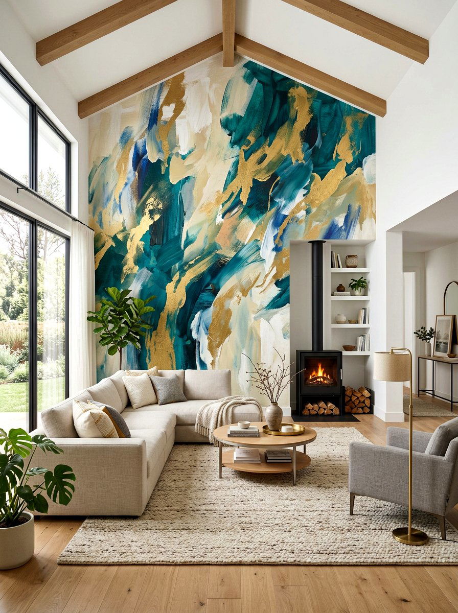 Abstract Art Mural - 30 wallpaper decor ideas