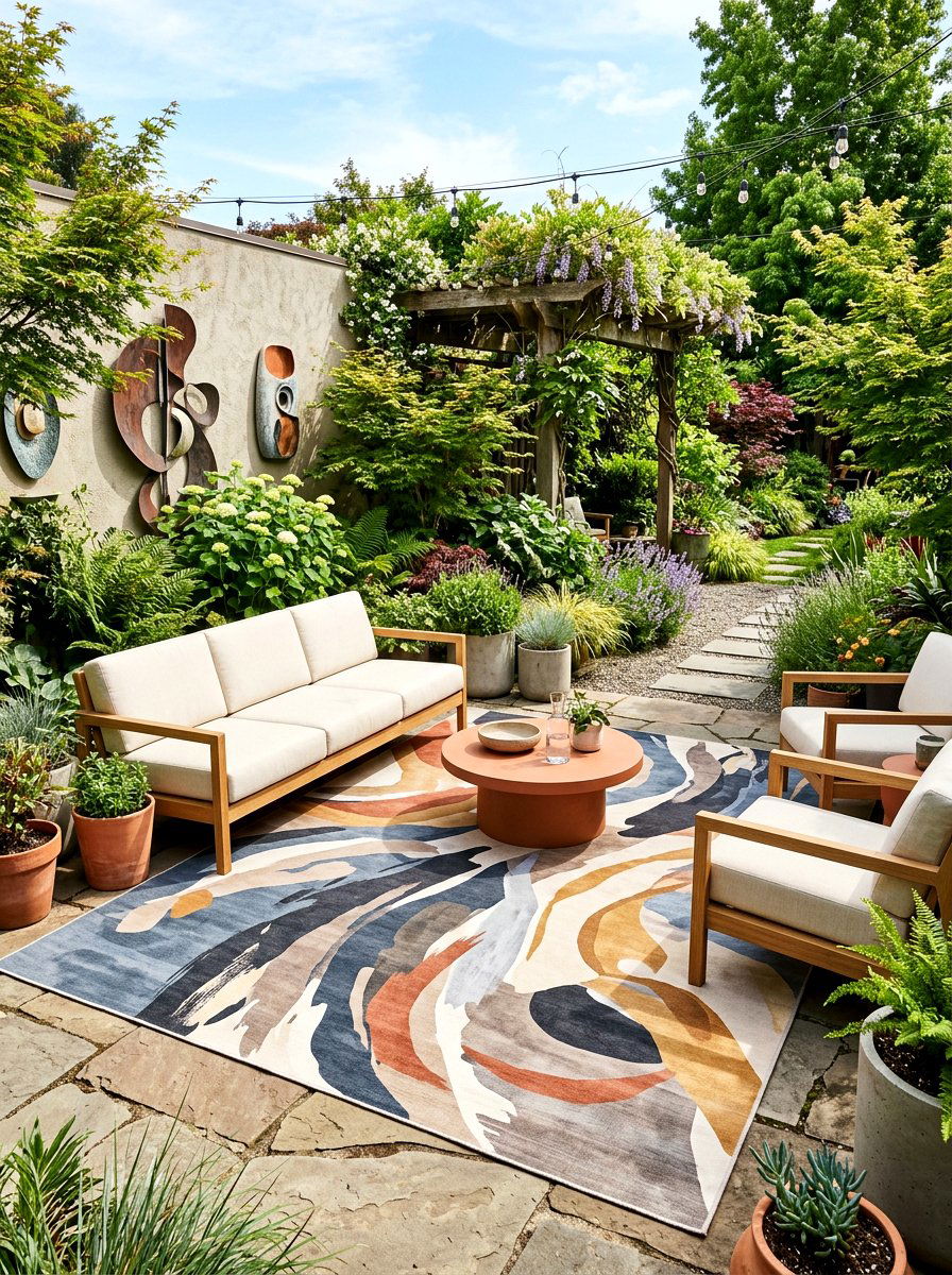 Abstract Art Outdoor Rug - 30 patio rug ideas