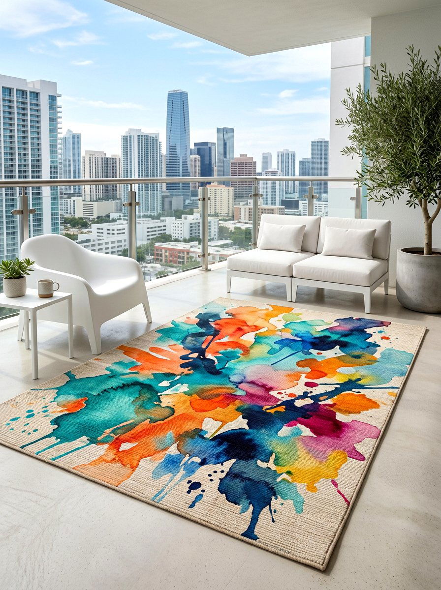 Abstract Art Rug - 30 balcony rug ideas