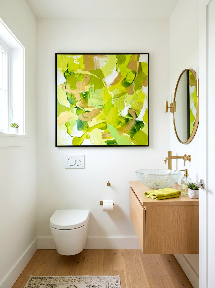 Abstract Chartreuse Wall Art - 30 chartreuse powder room ideas
