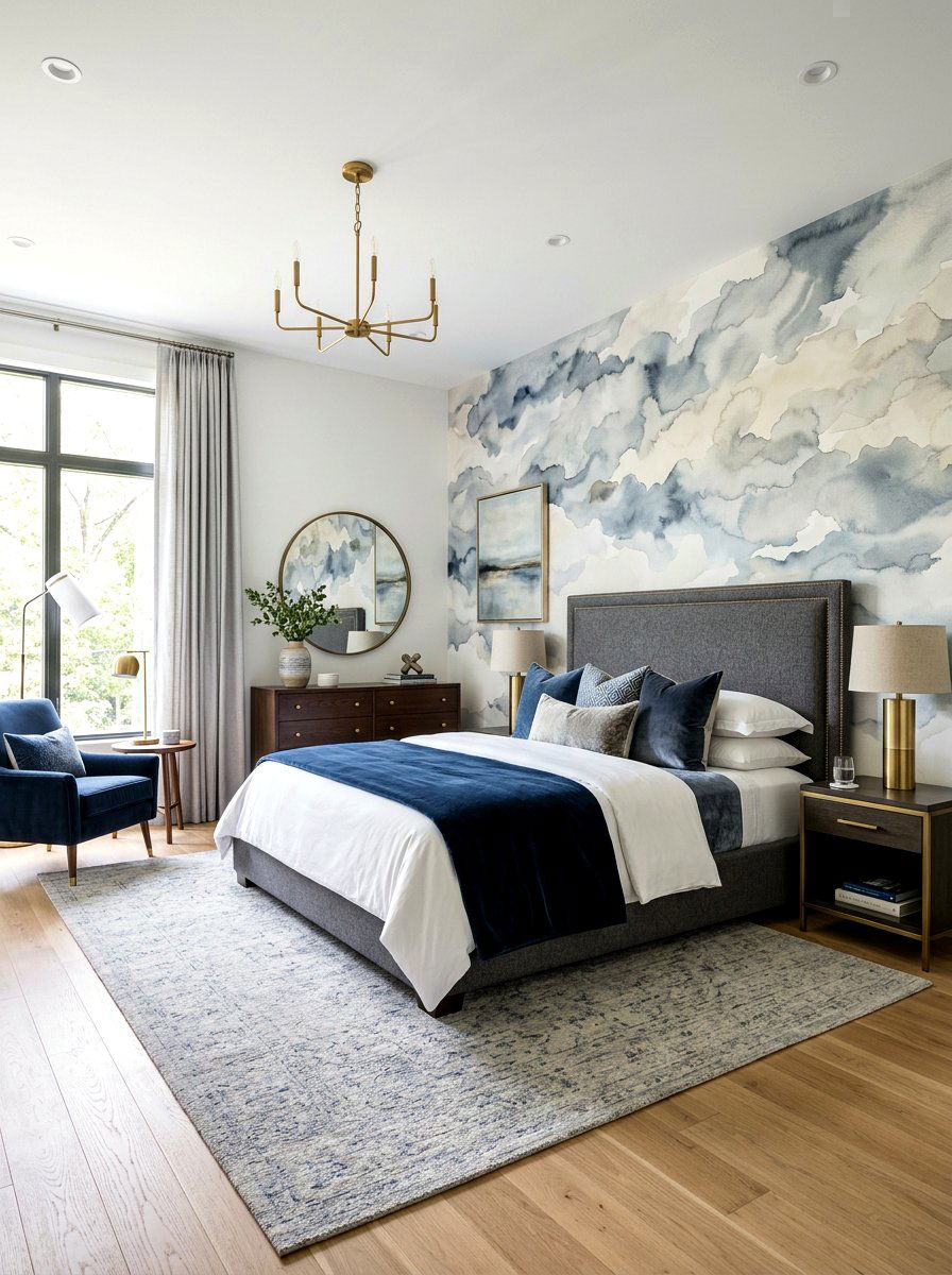 Abstract Cloud Pattern - 30 cloud inspired bedroom ideas
