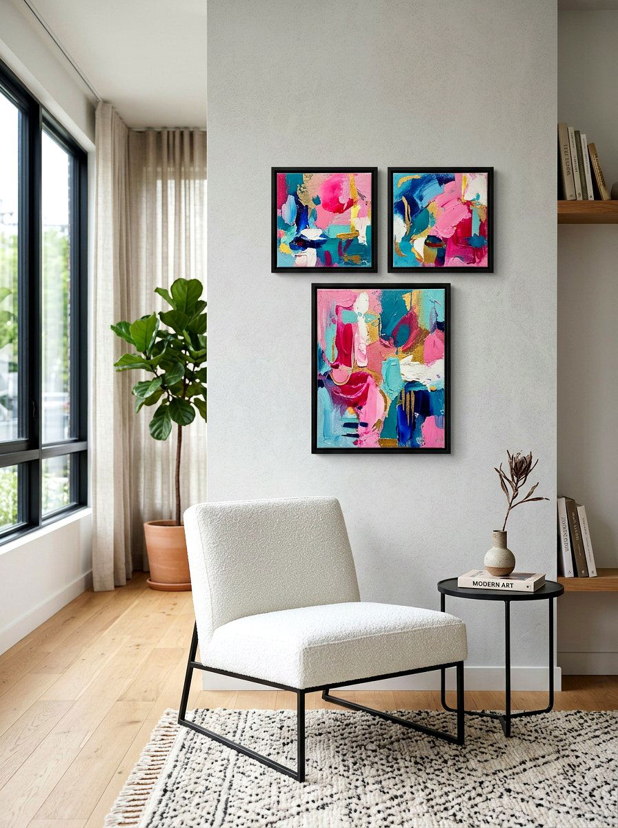 Abstract Colorful Art Cluster - 30 mini salon wall apartment ideas