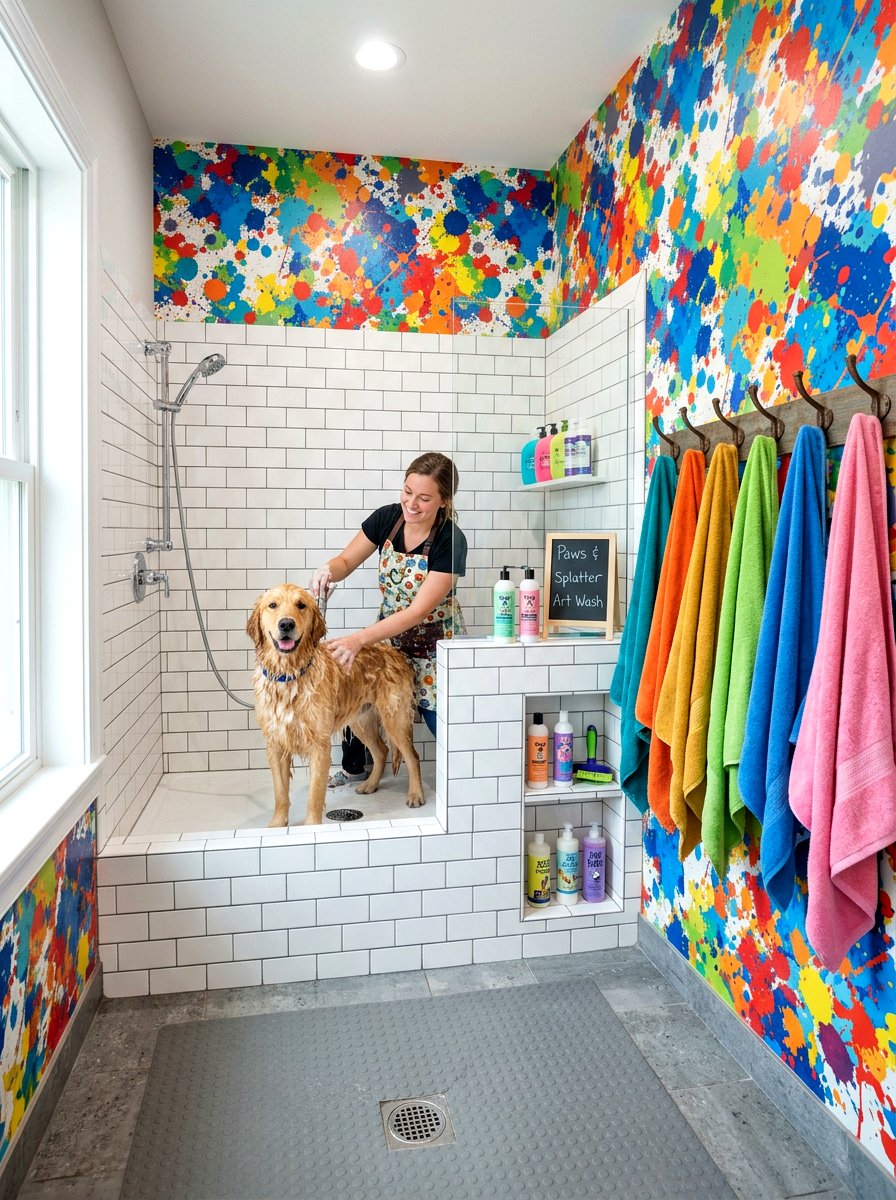Abstract Colorful Splatter Wallpaper - 30 pet room wallpaper ideas