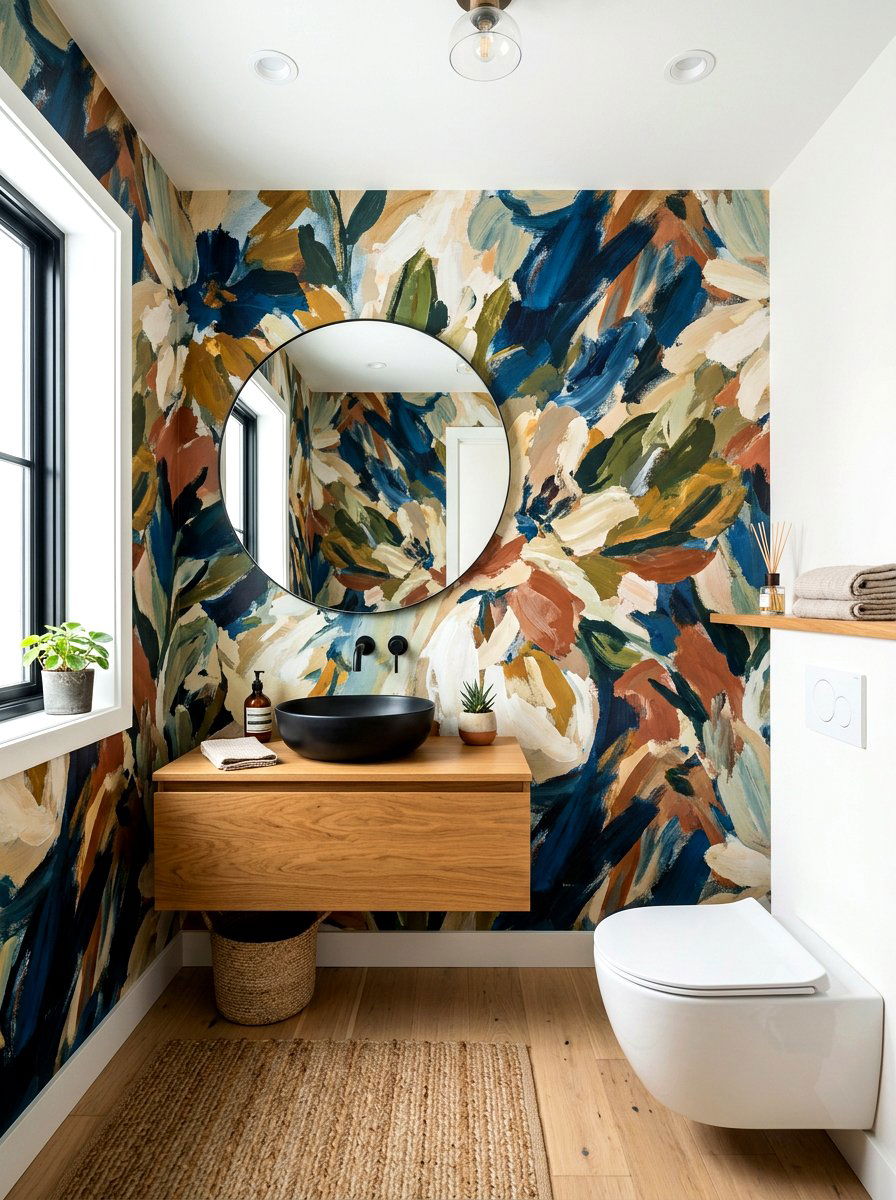 Abstract Floral Powder Room Wallpaper - 30 spring floral wallpaper ideas