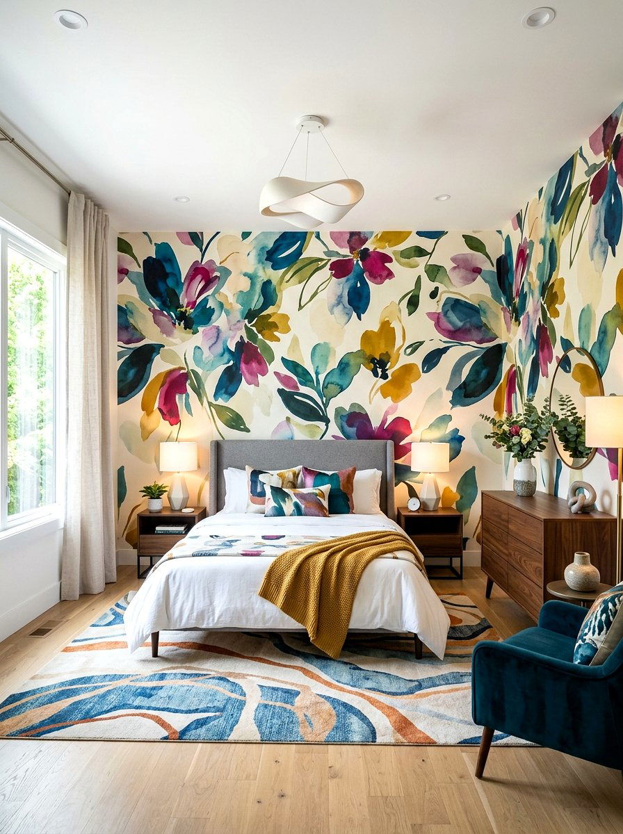 Abstract Floral Wallpaper - 30 floral wallpaper bedroom ideas