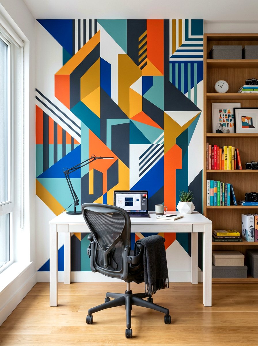 Abstract Geometric Art - 30 bold colorful gallery wall ideas