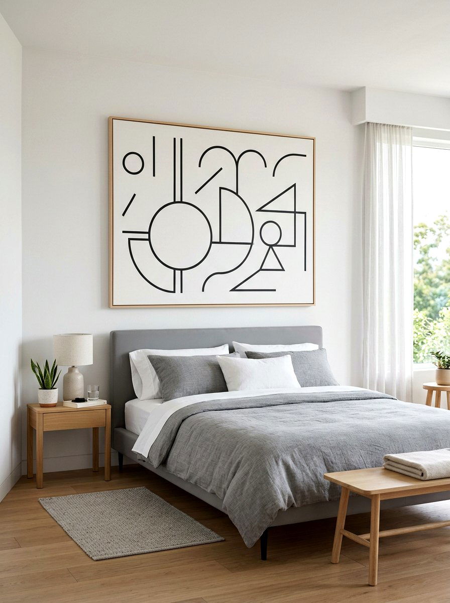 Abstract Geometric Wall Art - 30 minimalist teen room ideas
