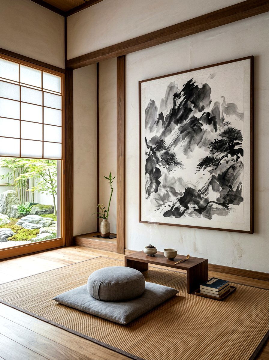 Abstract Ink Wash painting - 30 oversized wall art ideas