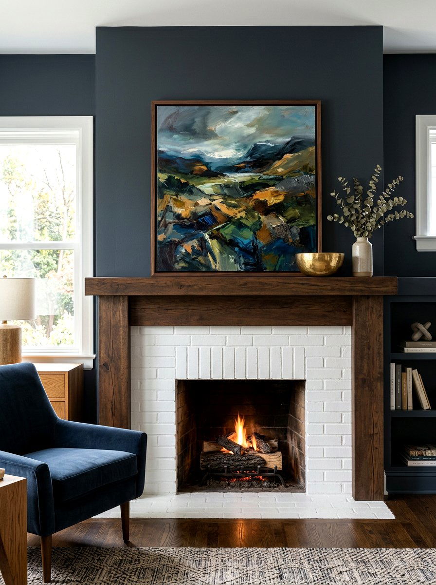 Abstract Landscape Painting - 30 vintage mantel styling ideas