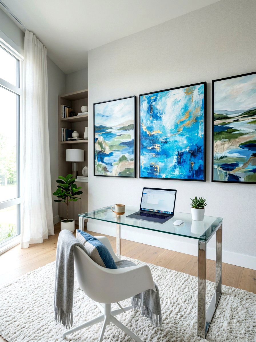 Abstract Landscape Paintings - 30 art wall office ideas