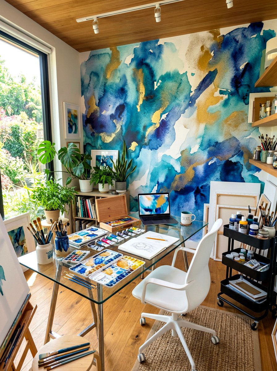Abstract Mural Wallpaper - 30 office wallpaper ideas