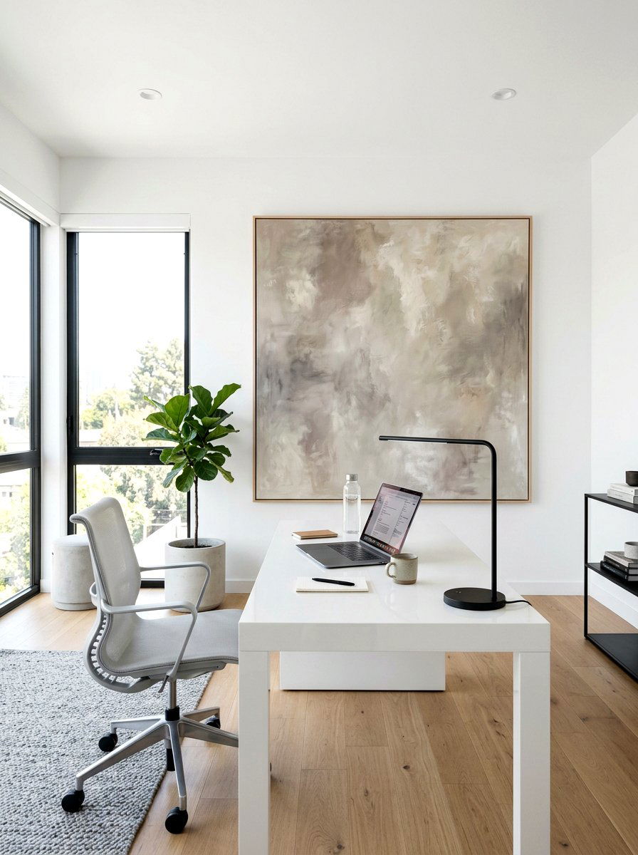 Abstract Neutral Wall Art - 30 calm neutral office ideas