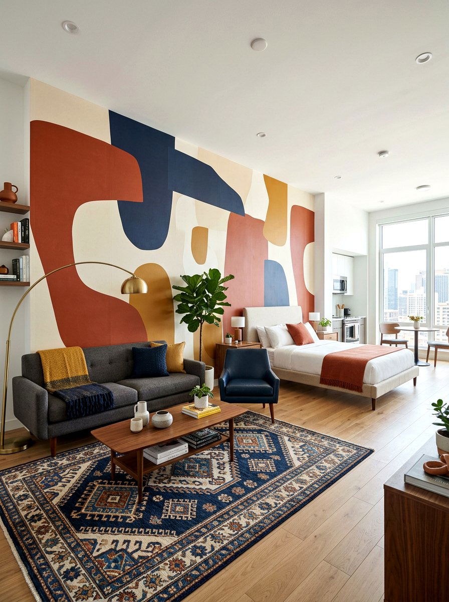 Abstract Peel And Stick Mural - 30 small room mural ideas
