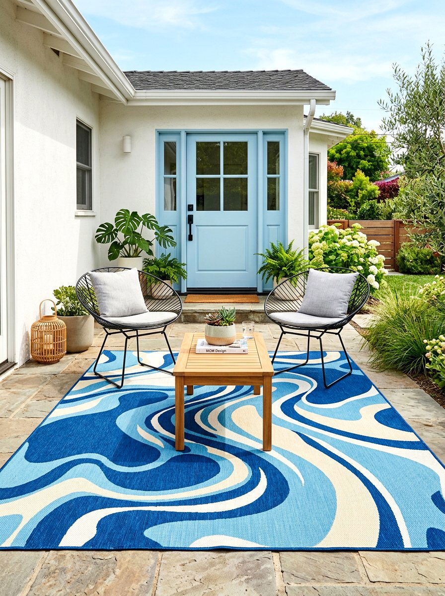 Abstract Print Patio Rug - 30 front porch rug ideas