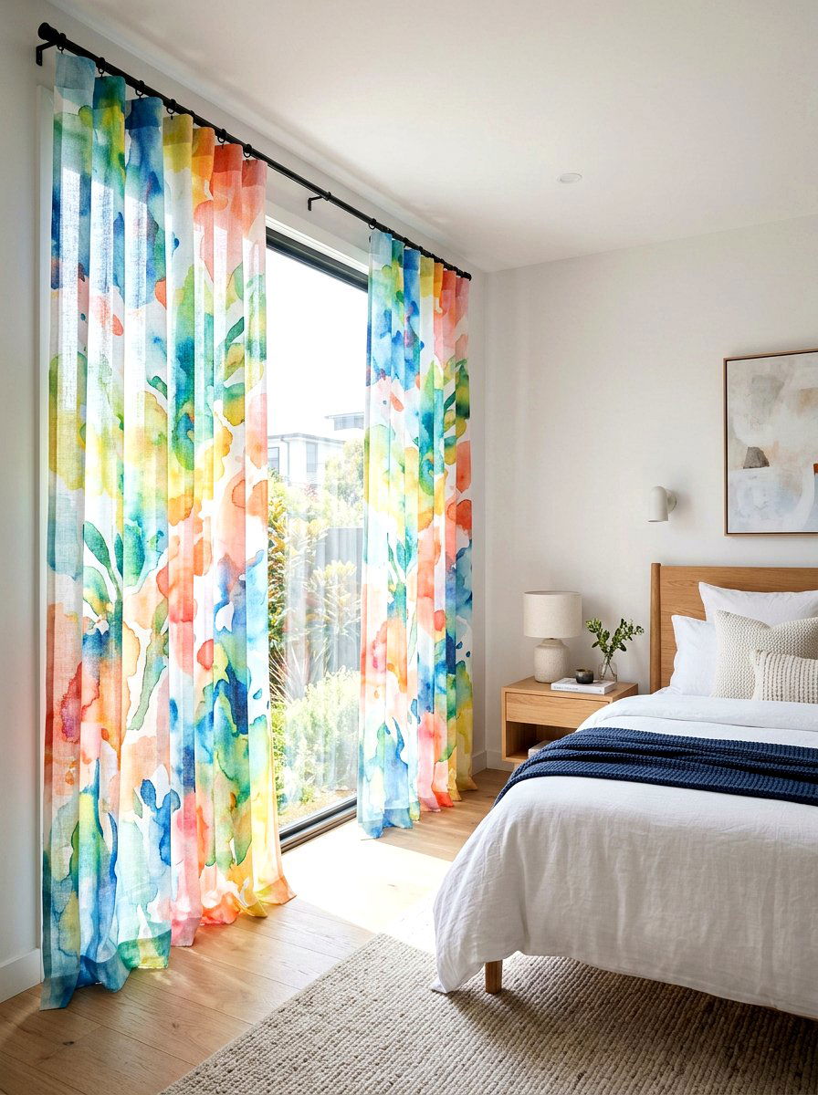 Abstract Window Treatment - 30 dopamine bedroom ideas
