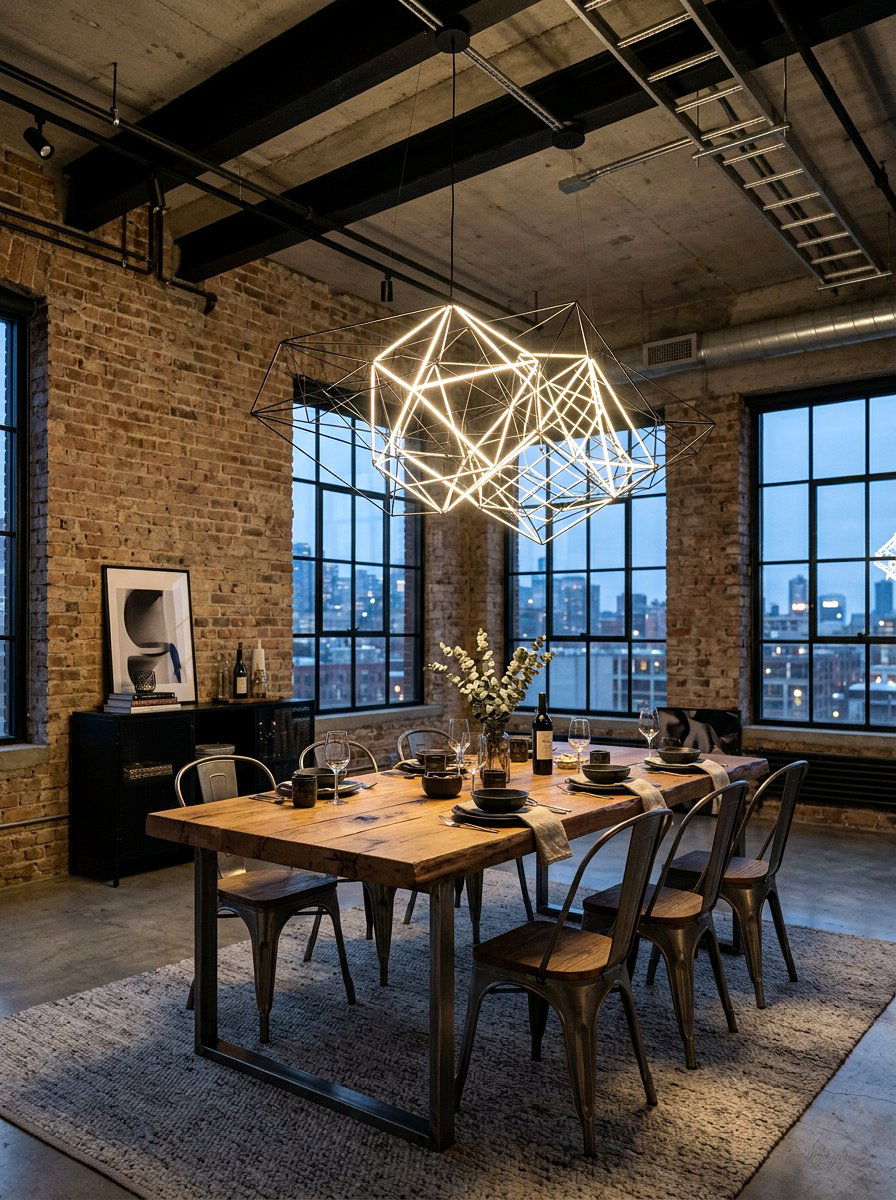 Abstract Wire Frame Dining Room - 30 sculptural lighting dining room ideas
