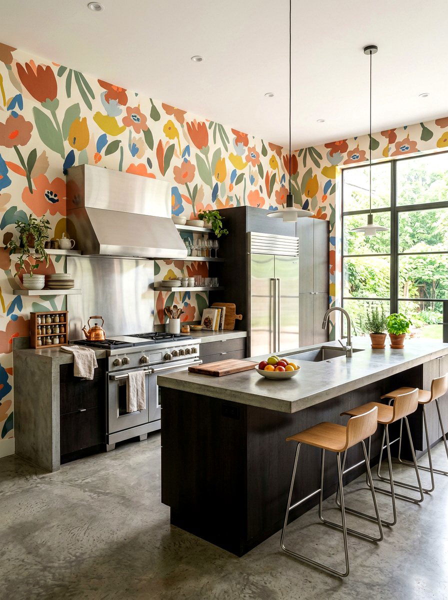 Abstract floral kitchen wallpaper - 30 floral kitchen wallpaper ideas