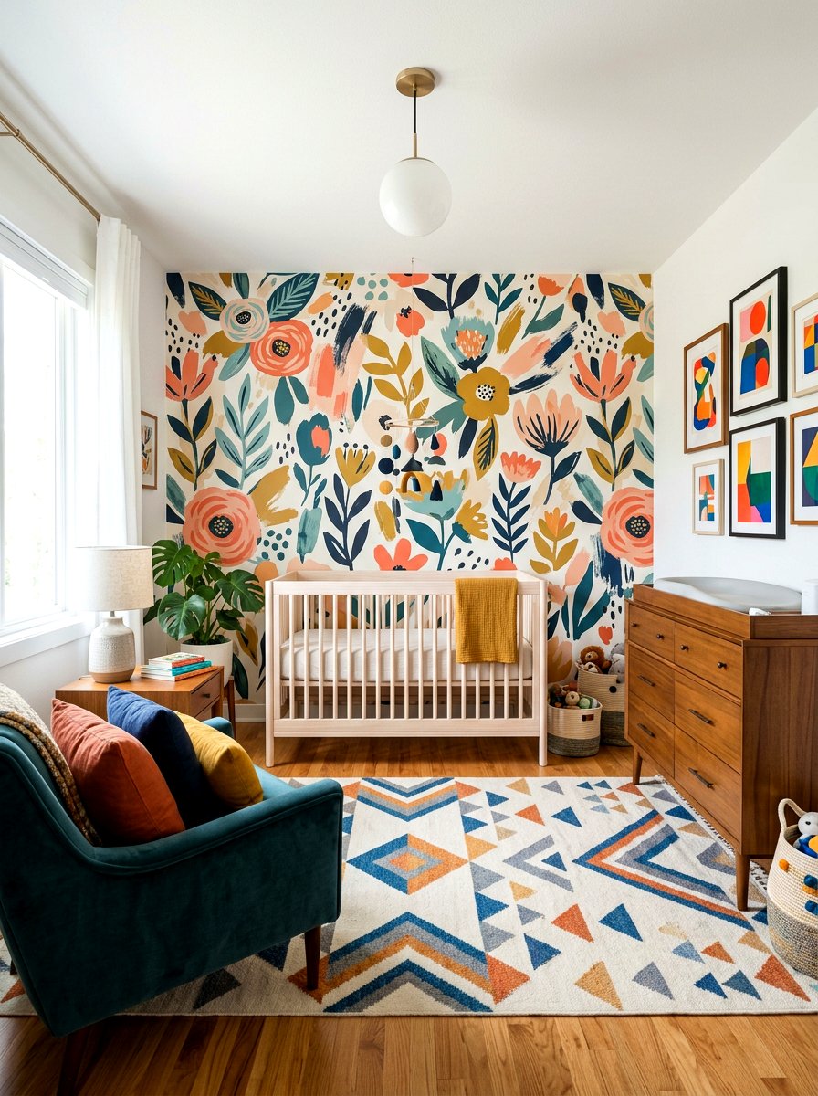 Abstract floral nursery wallpaper - 30 floral nursery wallpaper ideas