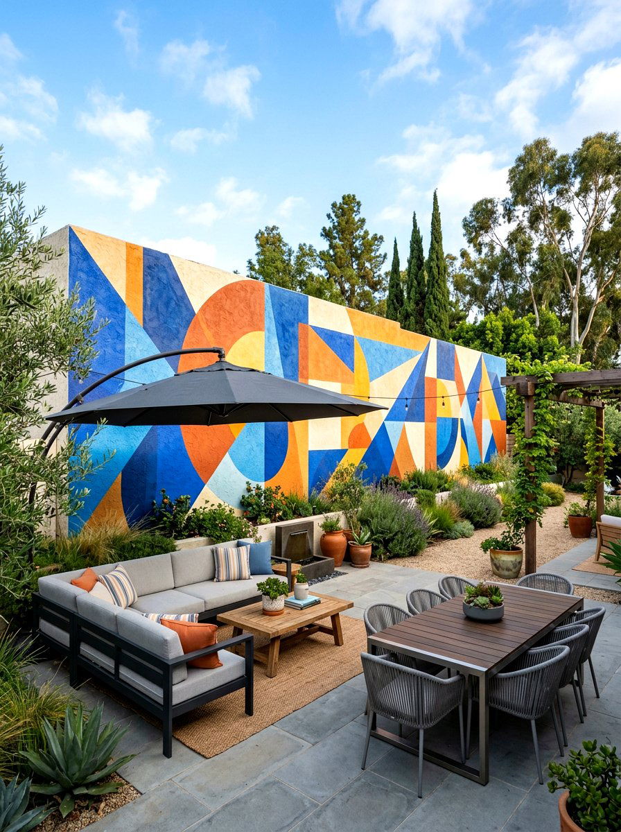 Abstract outdoor wall mural - 30 outdoor wall art ideas